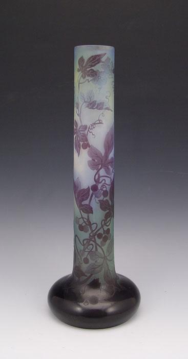 Appraisal: GALLE ART NOUVEAU CAMEO GLASS VASE Cylindrical form violet cut