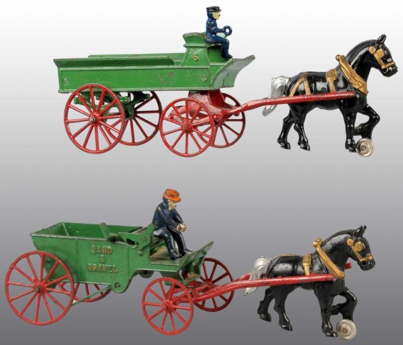 Appraisal: Lot of Cast Iron Kenton Horse-Drawn Wagon Toys Description Includes