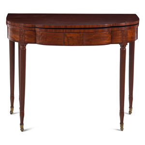 Appraisal: A Federal Figured Mahogany Lobed Top Five-Legged Game Table Likely