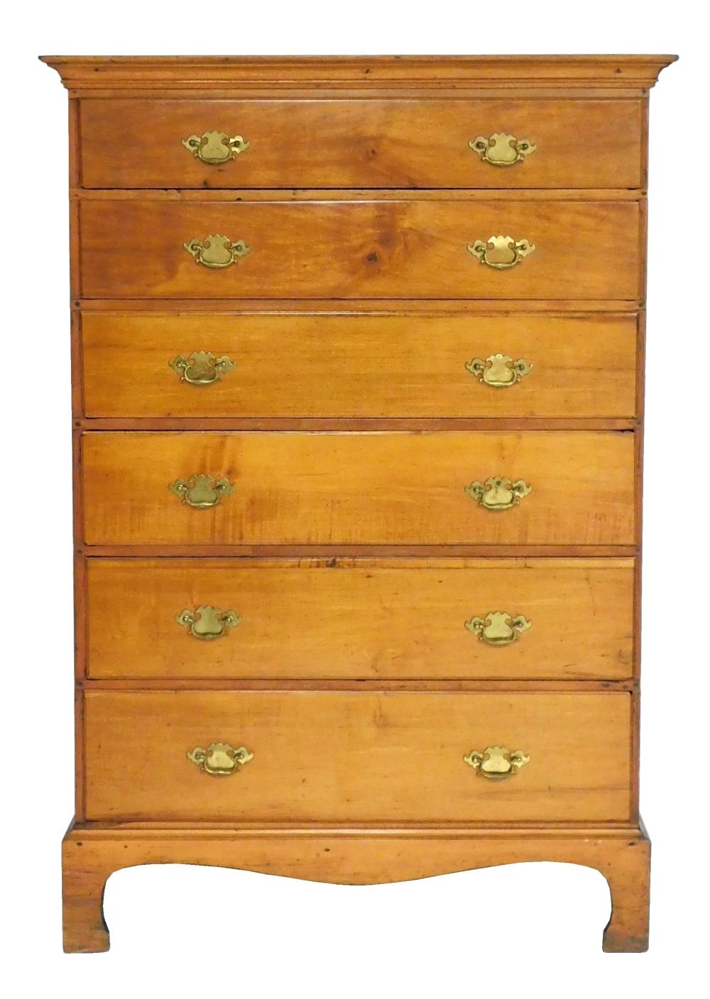 Appraisal: Tall chest of drawers American late th C cherry and