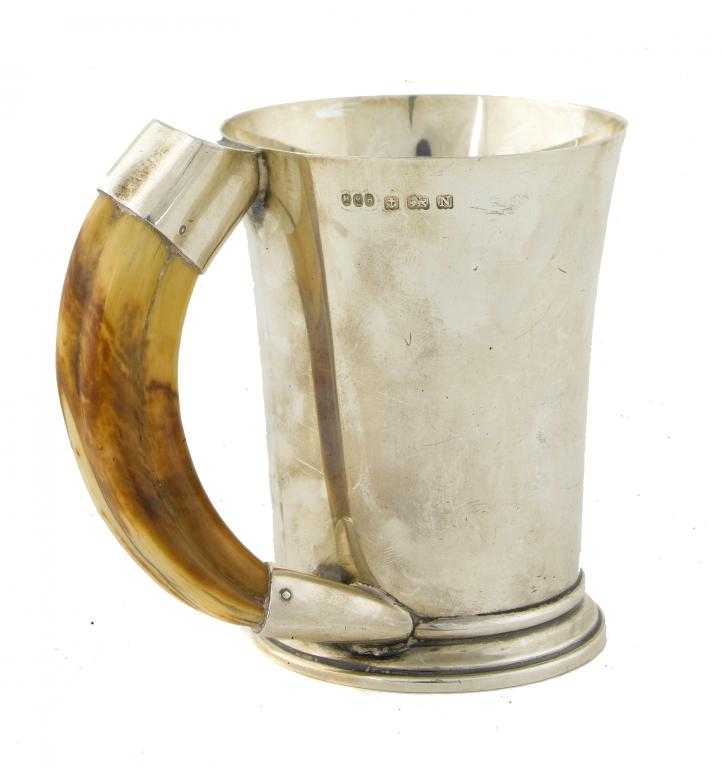 Appraisal: A GEORGE VI MUG flared cylindrical with boar's tusk handle