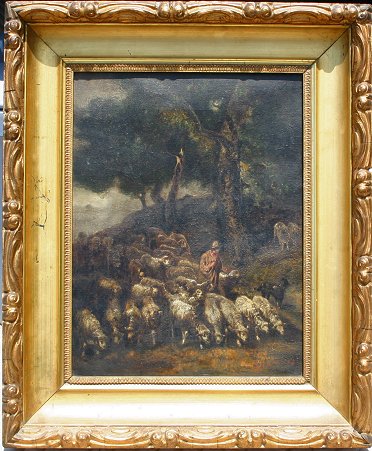 Appraisal: TH C SHEPHERD AND HIS FLOCK Oil C PAINTING ''