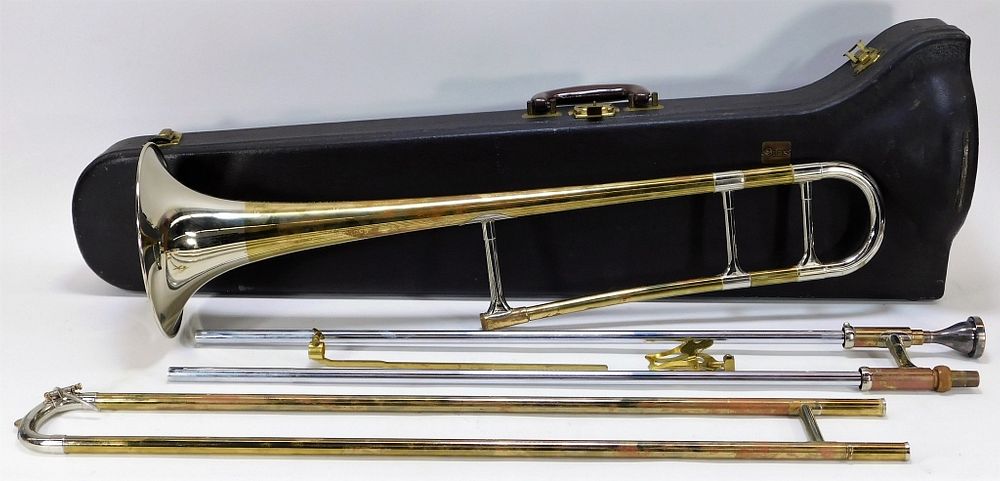 Appraisal: F E Olds Son Trombone with Case United States th