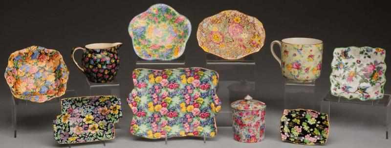 Appraisal: Lot of Assorted Chintz Pottery Pieces Includes creamer candy dish