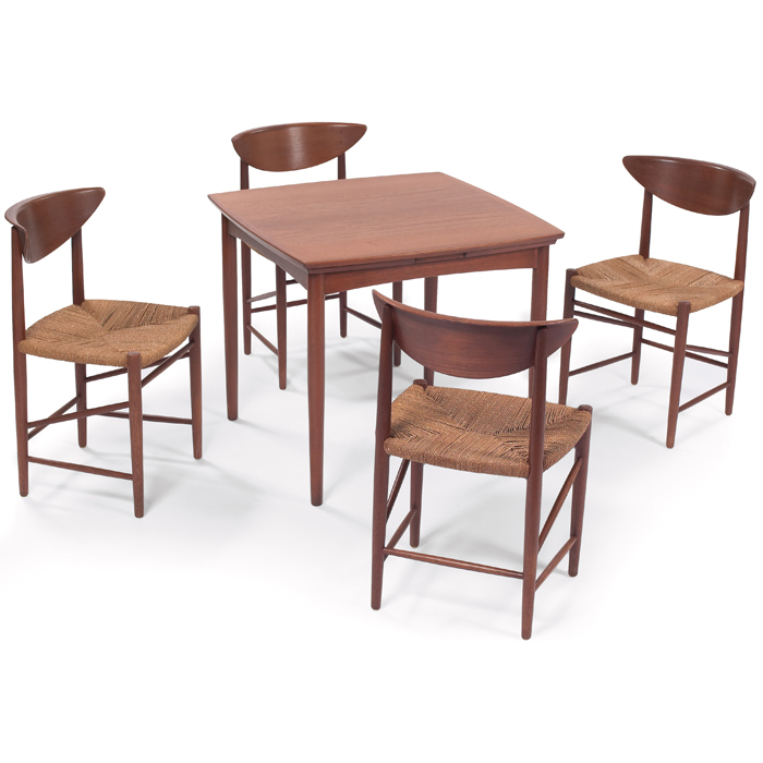 Appraisal: Peter Hvidt table and chairs Denmark four chairs with teak