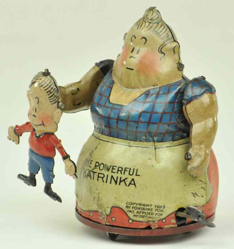 Appraisal: POWERFUL KATRINKA LIFTING JIMMY Litho tin wind up toy from