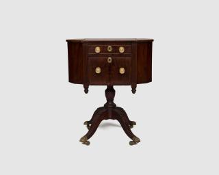 Appraisal: Federal Carved Mahogany Sewing Table ca Federal Carved Mahogany Sewing