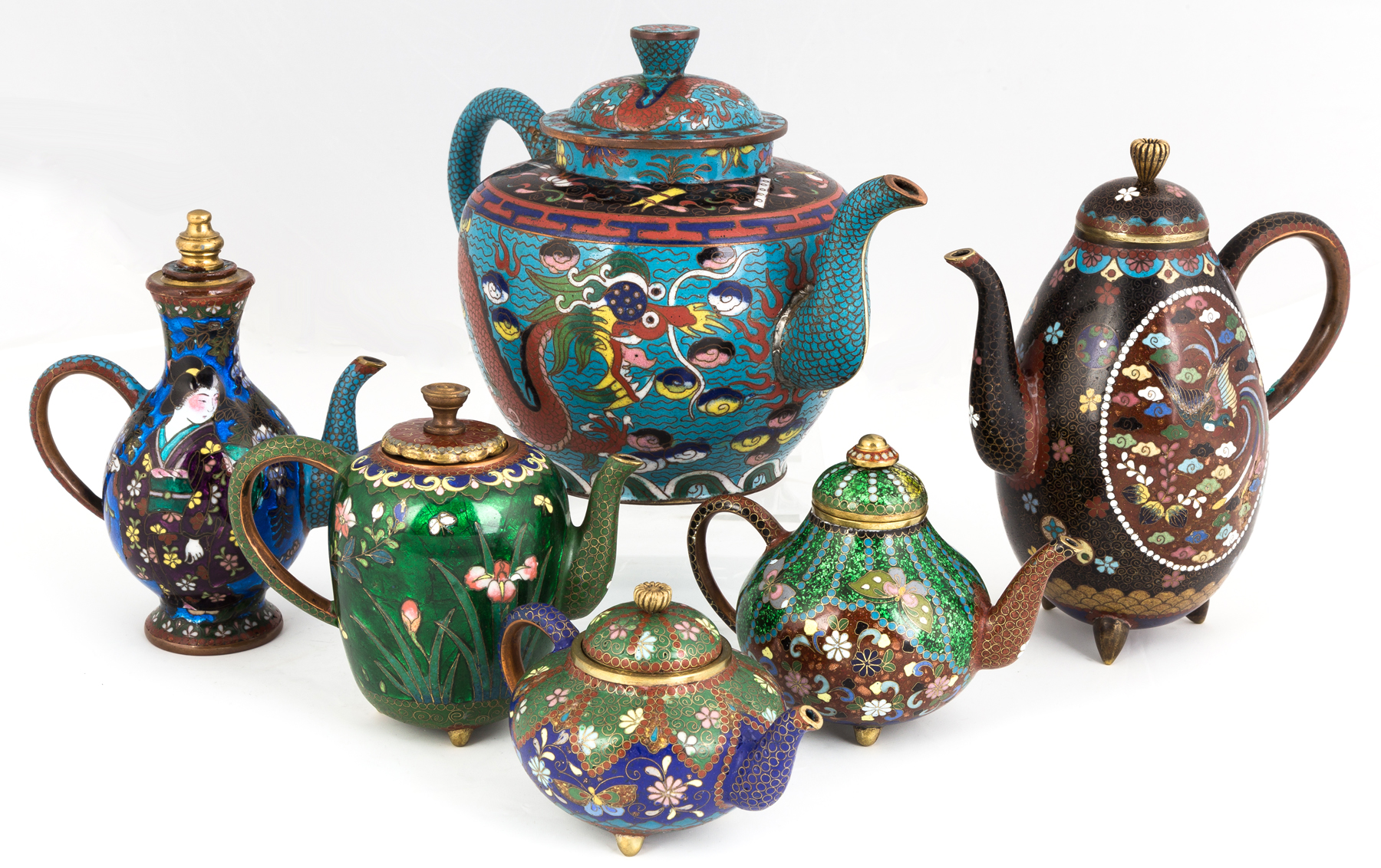 Appraisal: Group of Cloisonne Teapots C