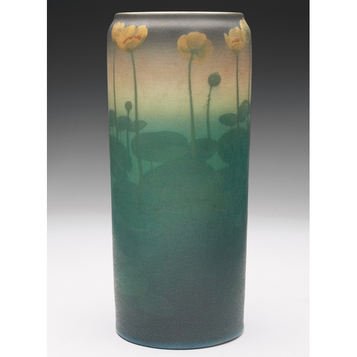 Appraisal: Rookwood vase cylindrical shape ina Vellum glaze nicely painted poppies