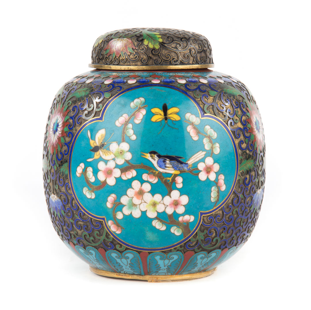 Appraisal: Chinese cloisonne enamel and brass ginger jar th century with