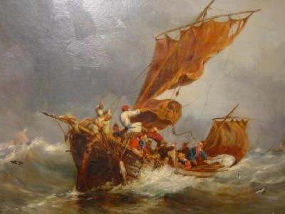 Appraisal: ENGLISH SCHOOL Fishing Boat in a Squall unsigned th century