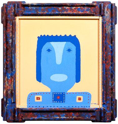 Appraisal: B Nelson outsider art blue figure signed lower right B