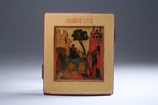 Appraisal: RUSSIAN ICON OF THE ENTRY INTO JERUSALEM late th century