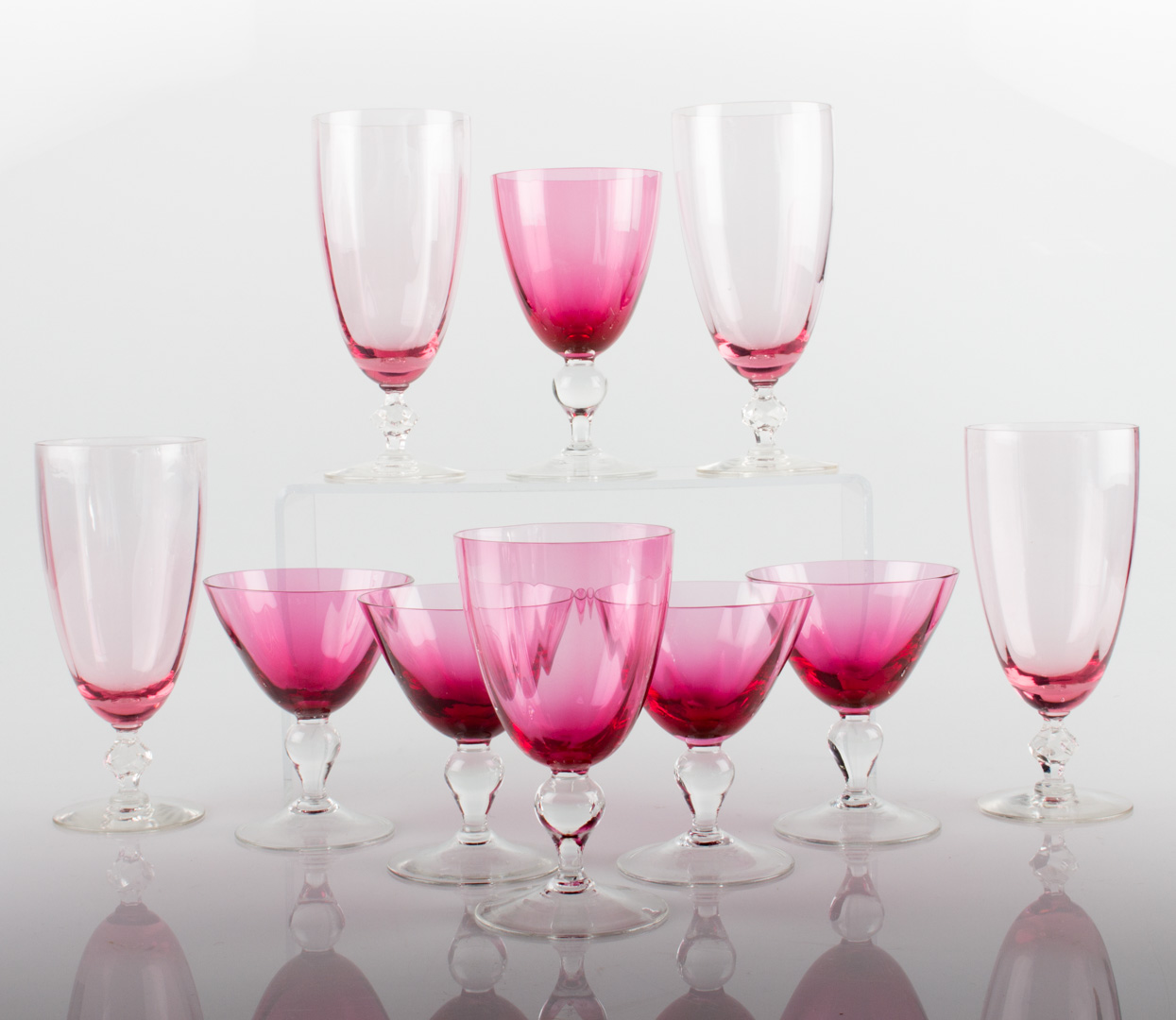 Appraisal: Assorted cranberry glass stemware