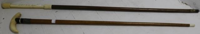 Appraisal: WHALING ERA CANES TO INCLUDE WITH WHALE'STOOTH HANDLE AND TIGER