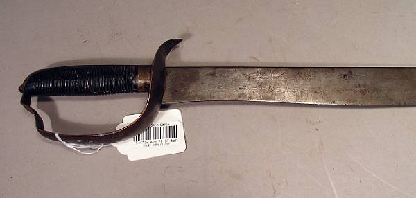 Appraisal: A large D-guard knife th century Straight inch blade with