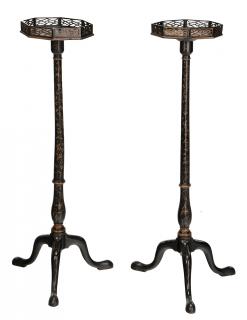 Appraisal: Pair Regency Japanned Stands British th century each with a