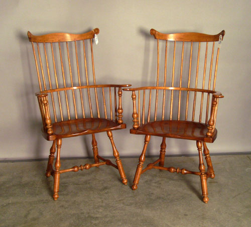 Appraisal: Two fan back Windsor armchairs Provenance Collection of Richard and