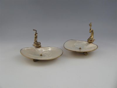 Appraisal: A pair of Victorian silvergilt mounted mother of pearl shell