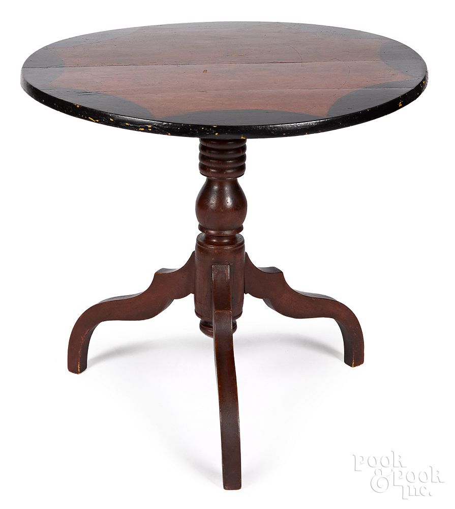 Appraisal: Painted butternut center table mid th c Painted butternut center