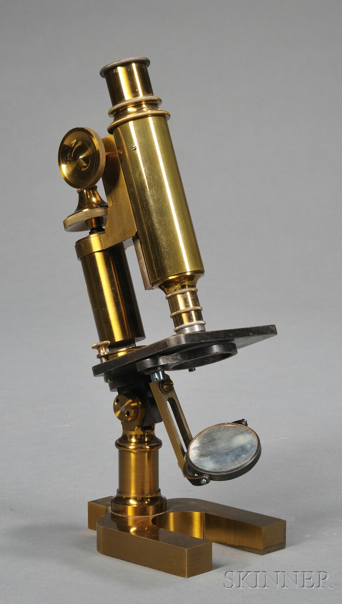 Appraisal: Lacquered Brass Monocular Compound Microscope attributed to Ed Messter Berlin