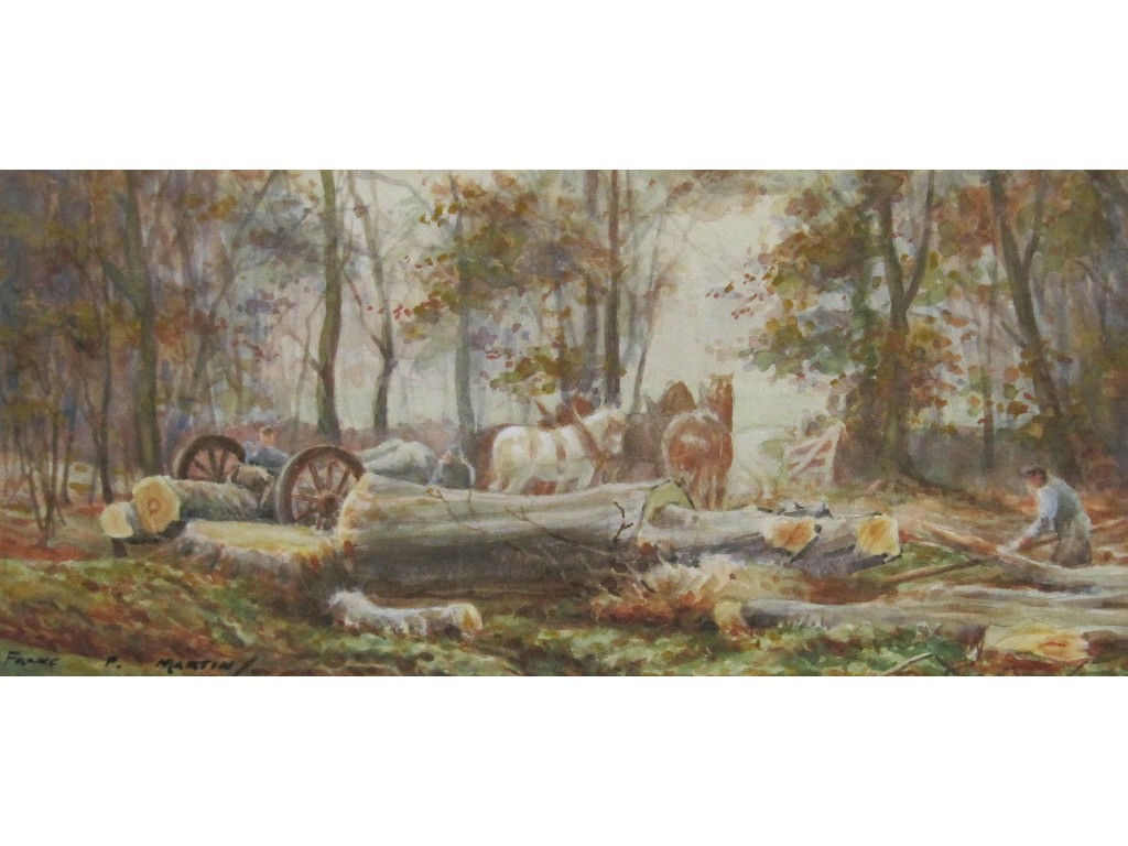 Appraisal: FRANCIS PATRICK MARTIN FRANC - Watercolour 'Loggers at work' signed