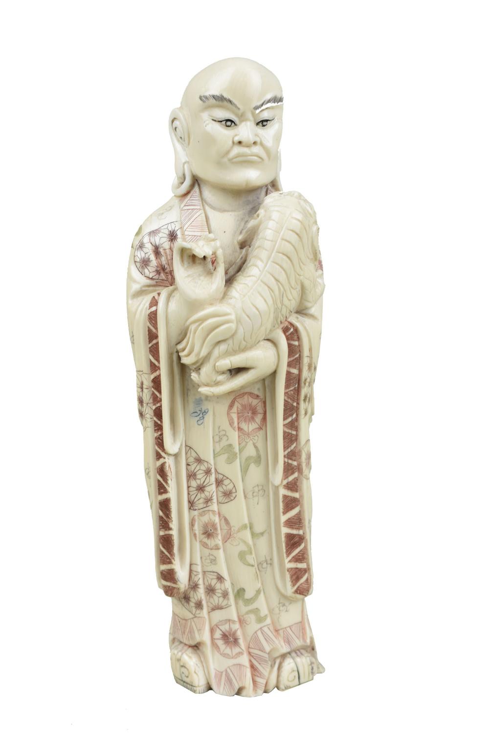 Appraisal: JAPANESE CARVED PRIEST Signed twice on the underside The bald