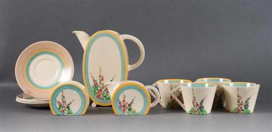 Appraisal: Clarice Cliff floral painted ceramic -piece partial tea service circa