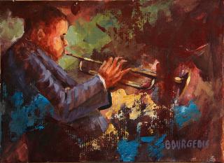 Appraisal: Steven Bourgeois New Orleans Jazz Trumpeter th c oil on