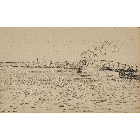 Appraisal: Harold Gilman - HALIFAX HARBOUR SCENE SKETCH FOR A MAJOR