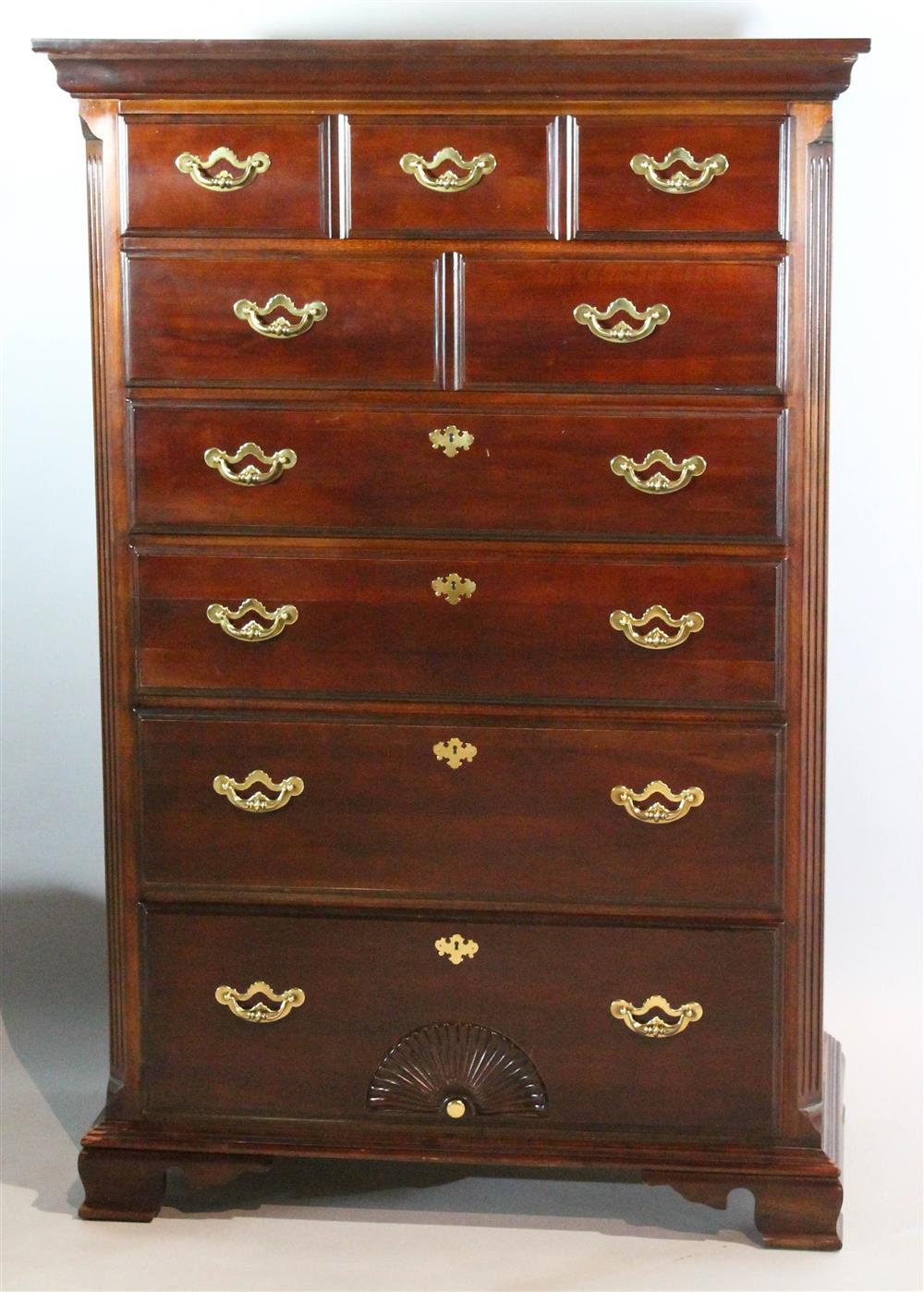 Appraisal: THOMASVILLE CHIPPENDALE STYLE MAHOGANY CHEST OF DRAWERS straight pediment above