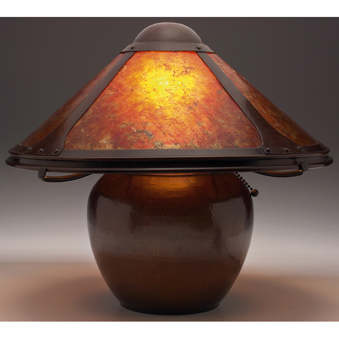 Appraisal: Aurora Studios lamp done by Michael Adams contemporary hammered copper