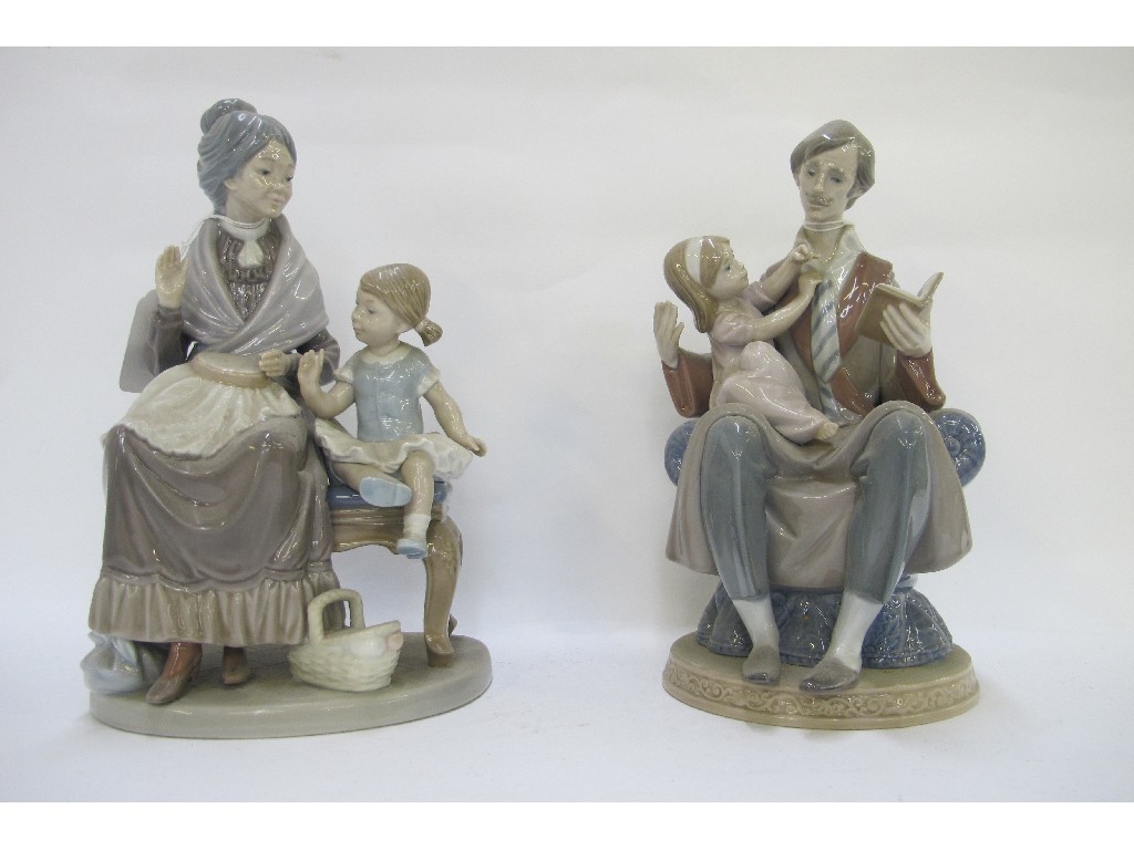 Appraisal: Two Lladro figures 'A Visit with Granny' retired and 'Fathers