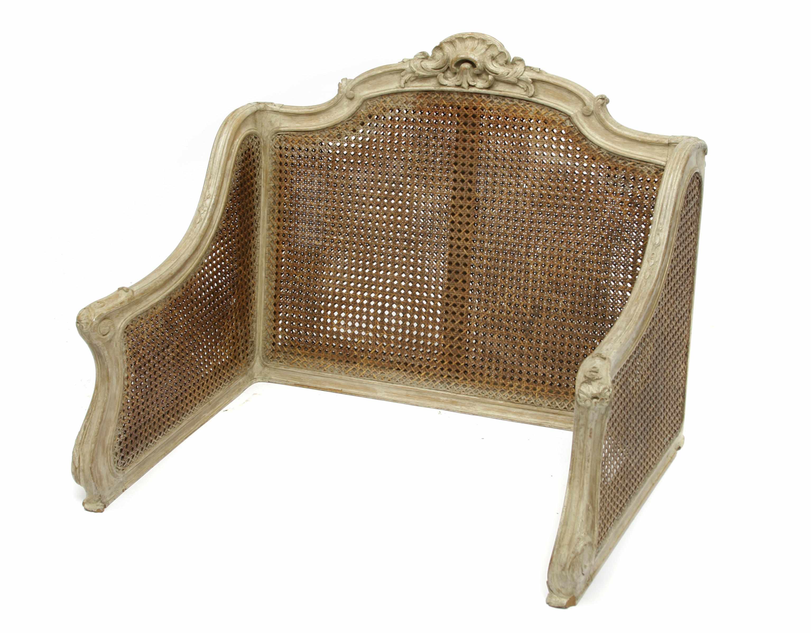 Appraisal: A Louis XV style paint decorated caned bed rest height