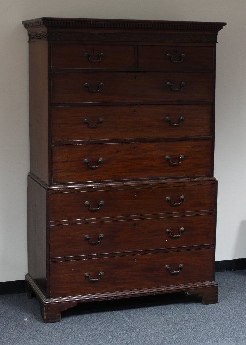 Appraisal: A George III mahogany chest on chest circa cm wideProvenance