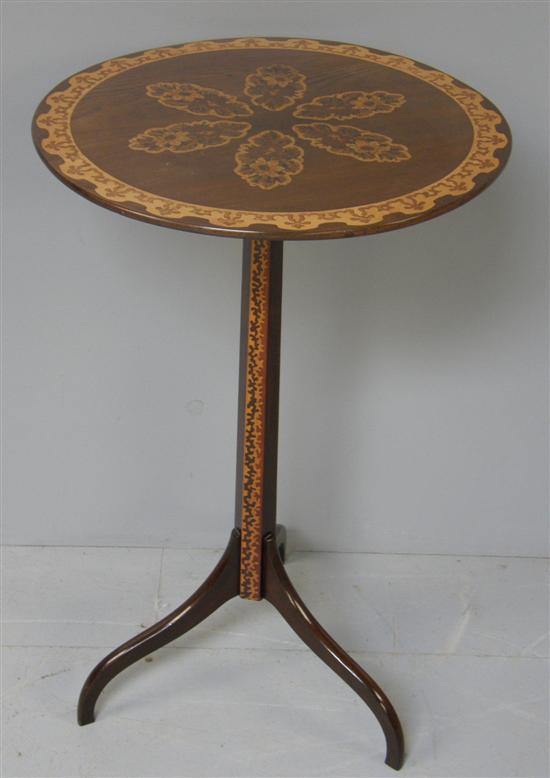 Appraisal: th century Tunbridge ware inlaid round table on hexagonal inlaid