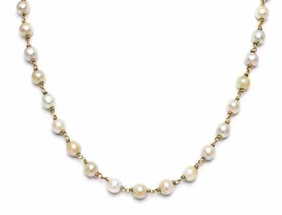 Appraisal: A Karat Yellow Gold and Cultured Pearl Necklace containing near