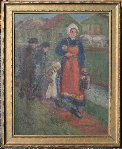 Appraisal: ZELLER Arthur American th C Dutch Mother Walking With Her