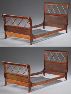 Appraisal: Pair of French Empire Style Carved Mahogany Beds th c