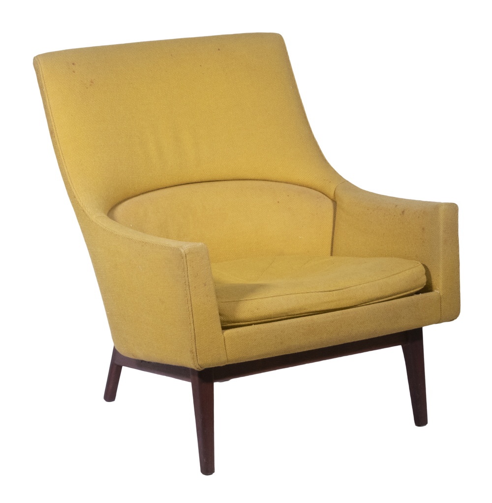 Appraisal: JENS RISOM A-CHAIR WITH WOODEN BASE Midcentury Upholstered Lounge Chair