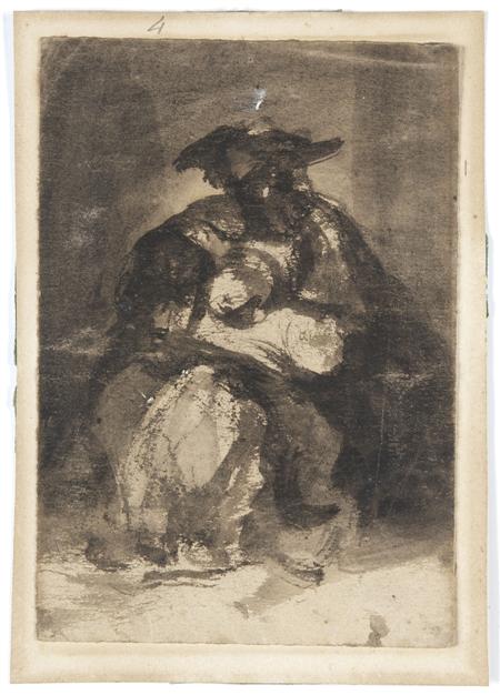 Appraisal: Goya Francisca Jos de Pen and ink sketch of two