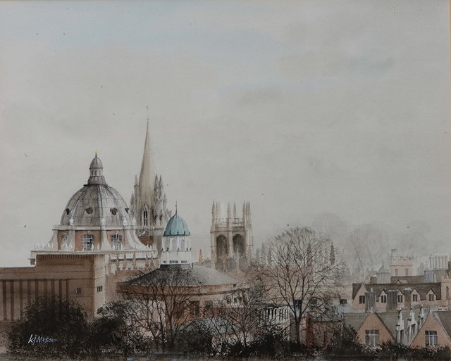 Appraisal: KEN MESSER b Spires of Oxford signed watercolour x cm