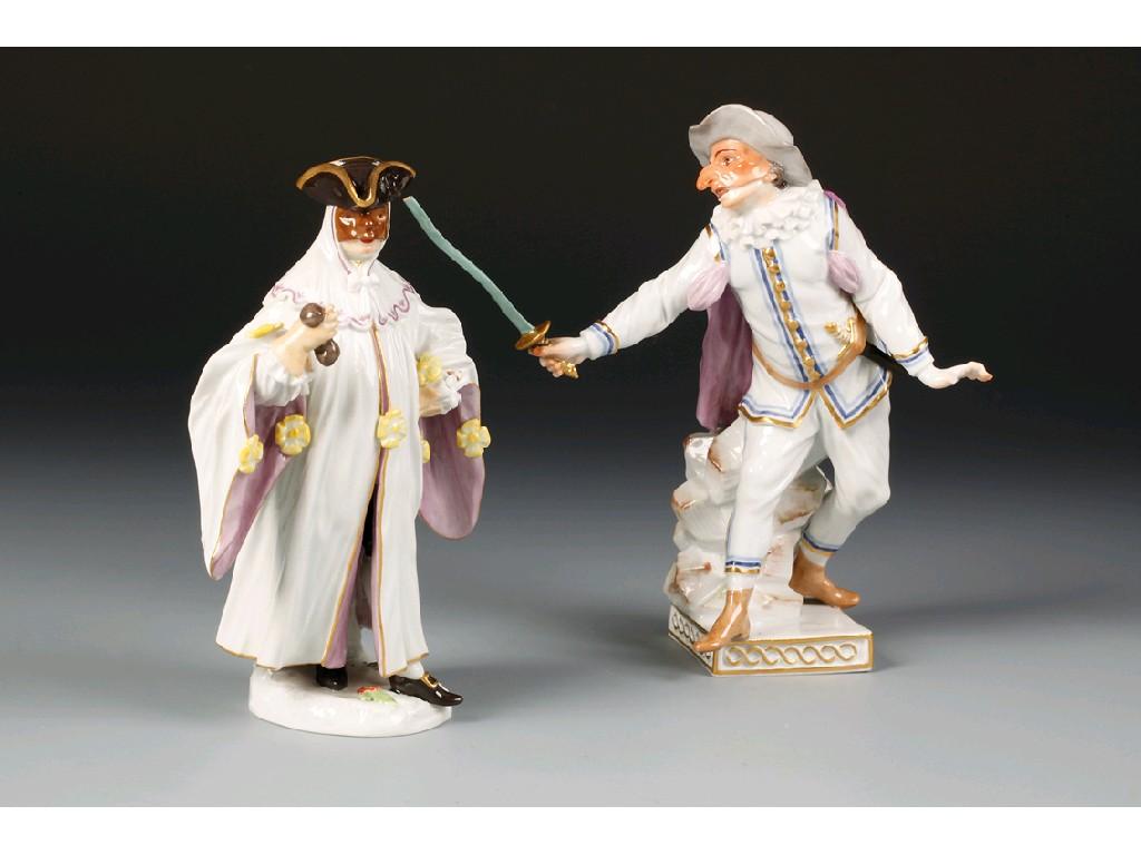 Appraisal: A LATE MEISSEN MASKED BALL FIGURE the white glazed body