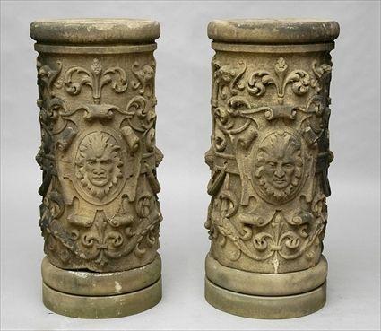 Appraisal: PAIR OF DERBYSHIRE SANDSTONE PEDESTALS x in diam Christie's lot