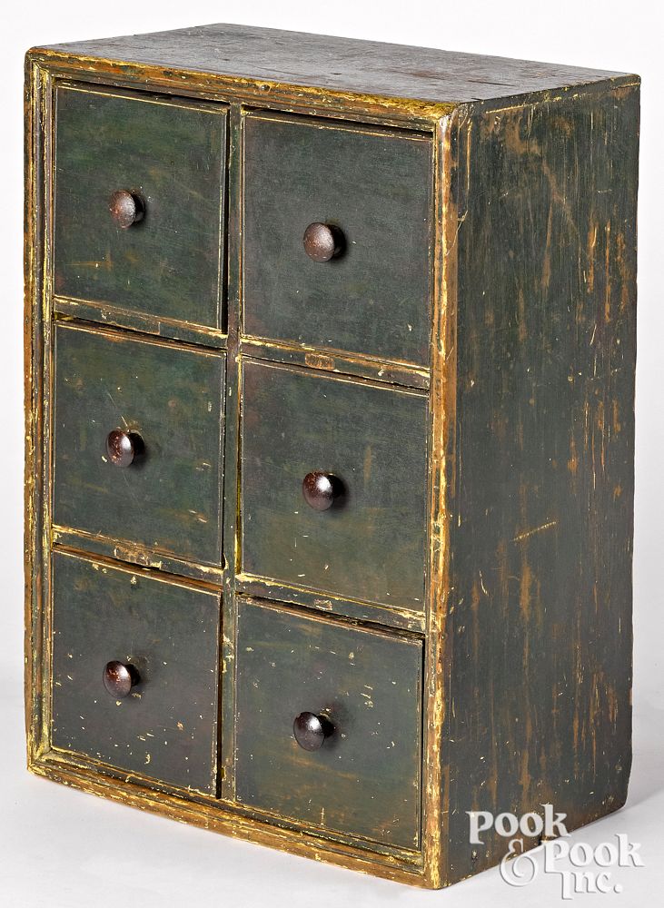 Appraisal: Painted pine apothecary cupboard th c Painted pine apothecary cupboard