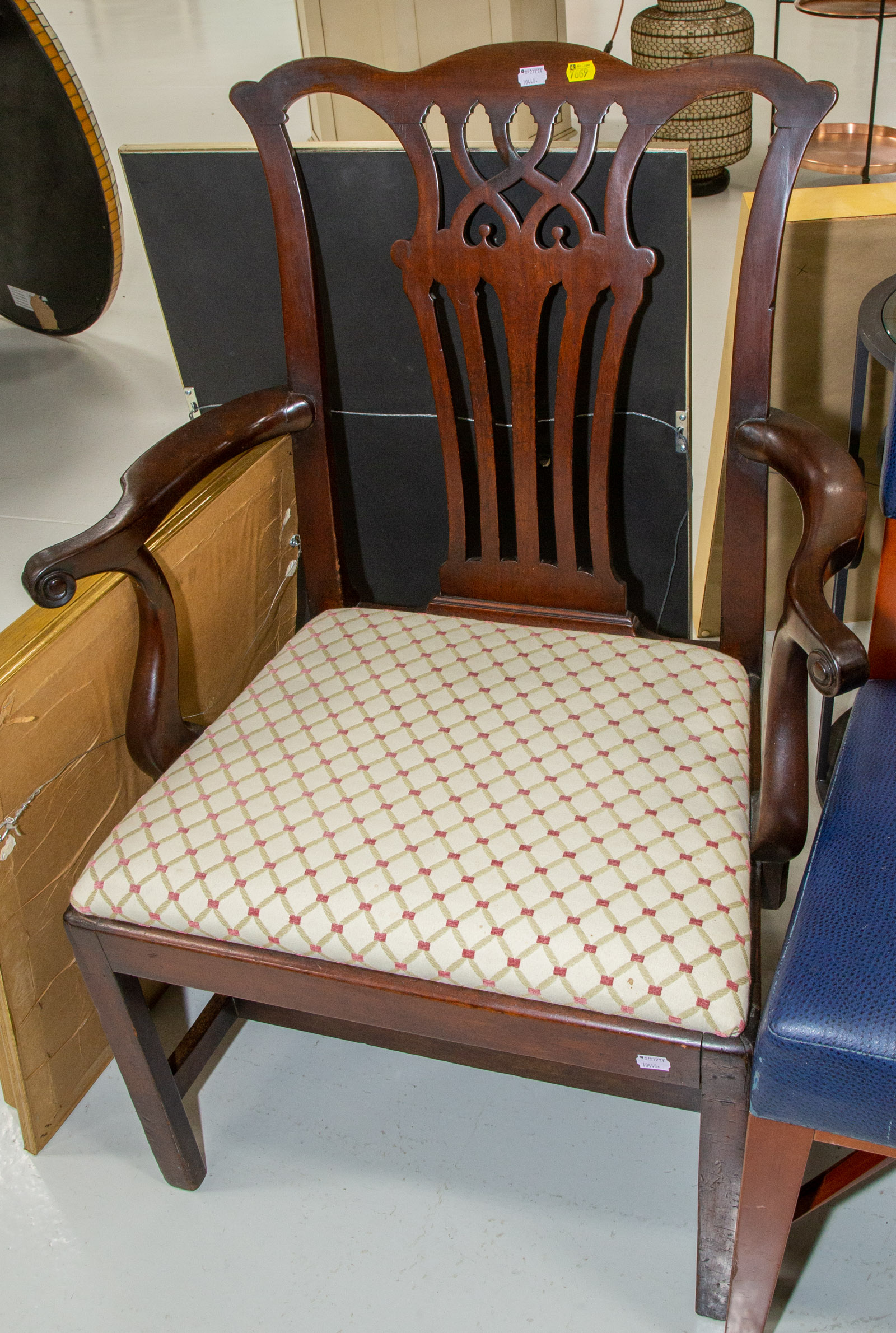 Appraisal: BENCHMADE CHIPPENDALE STYLE MAHOGONY ARM CHAIR Parts are th century