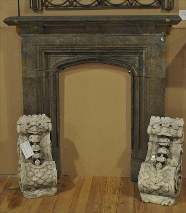 Appraisal: GOTHIC REVIVAL FOSSIL MARBLE CHIMNEYPIECE x x in the opening