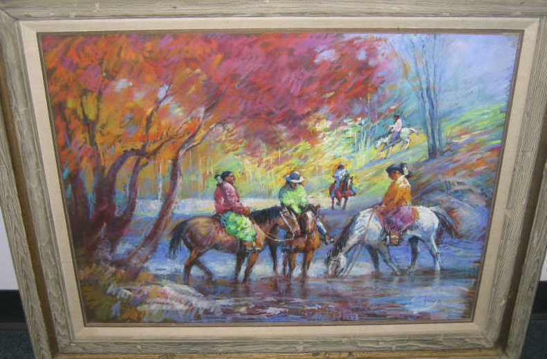 Appraisal: BEN KONIS AMERICAN - American Indians on horseback gathered at