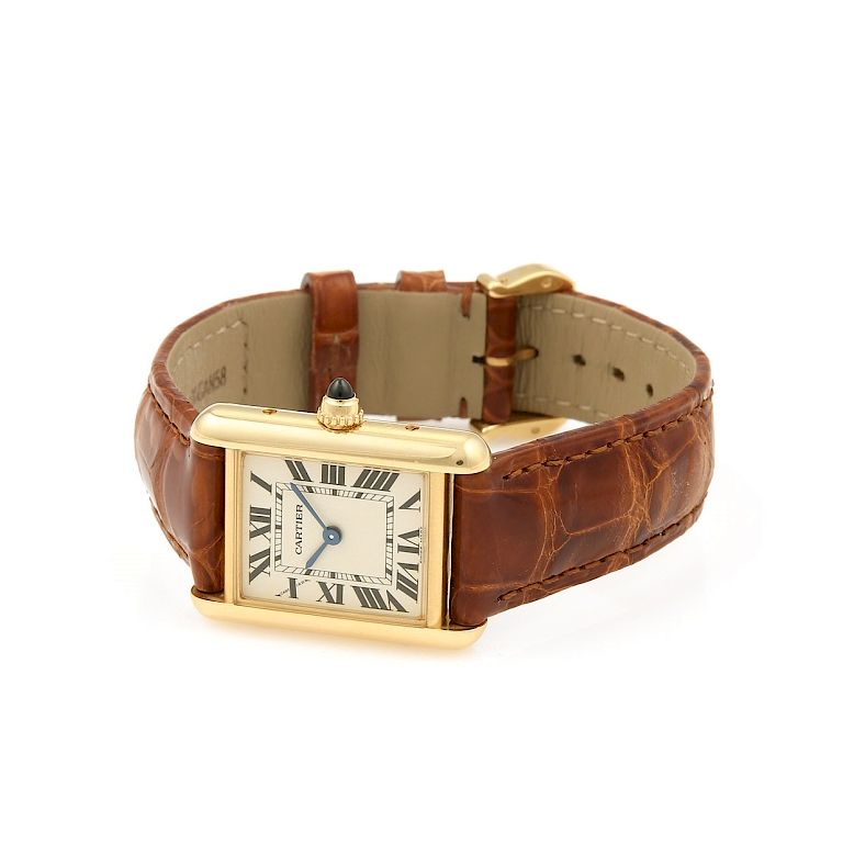 Appraisal: Yellow Gold Cartier Tank w Box Cartier Tank watch Yellow