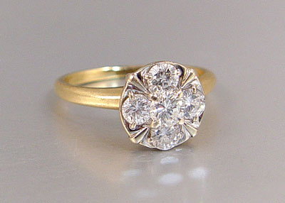 Appraisal: K RETRO DIAMOND RING CA - K yellow gold ring